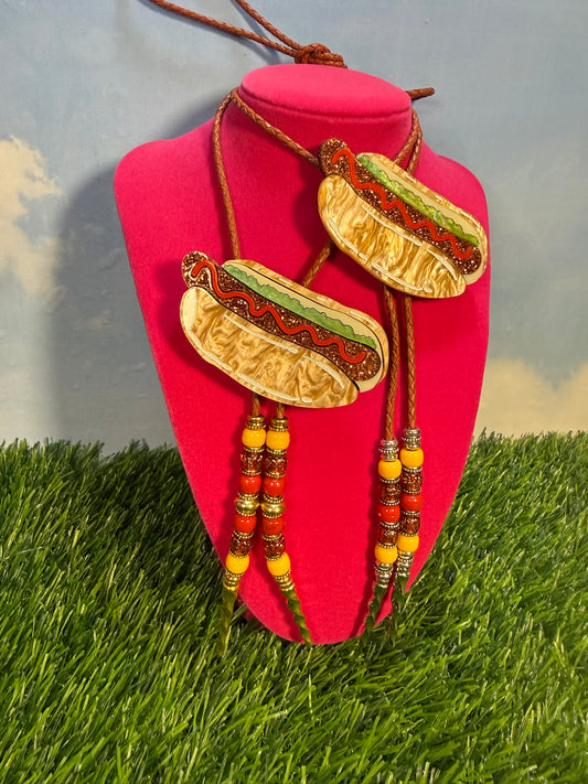 Hot Dog Bolo Tie - Ketchup