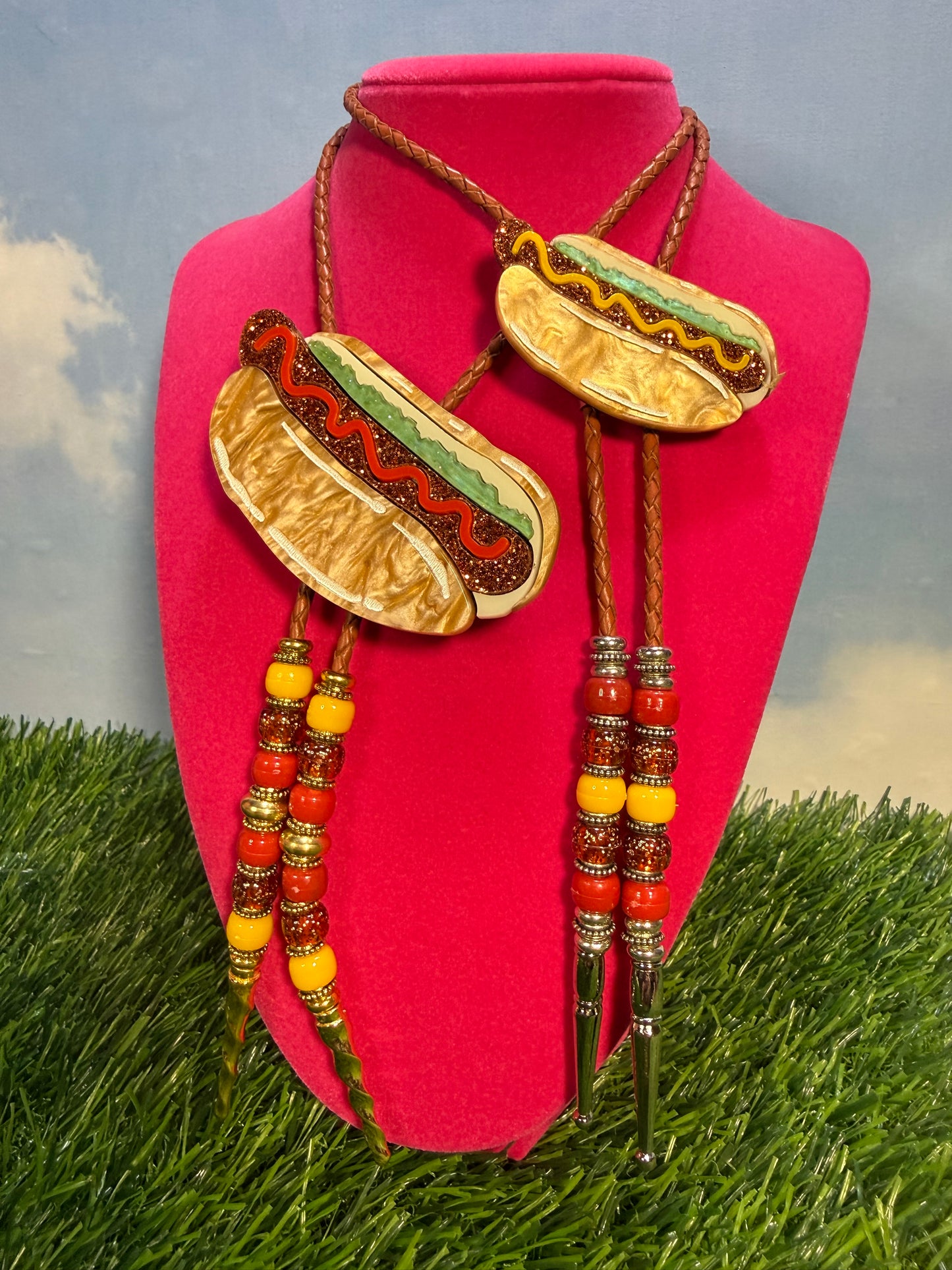 Hot Dog Bolo Tie - Ketchup