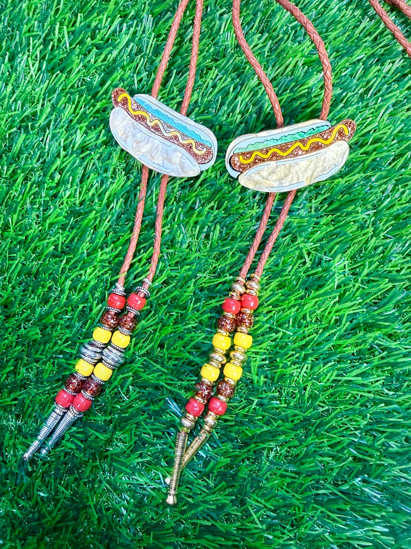 Hot Dog Bolo Tie - Mustard