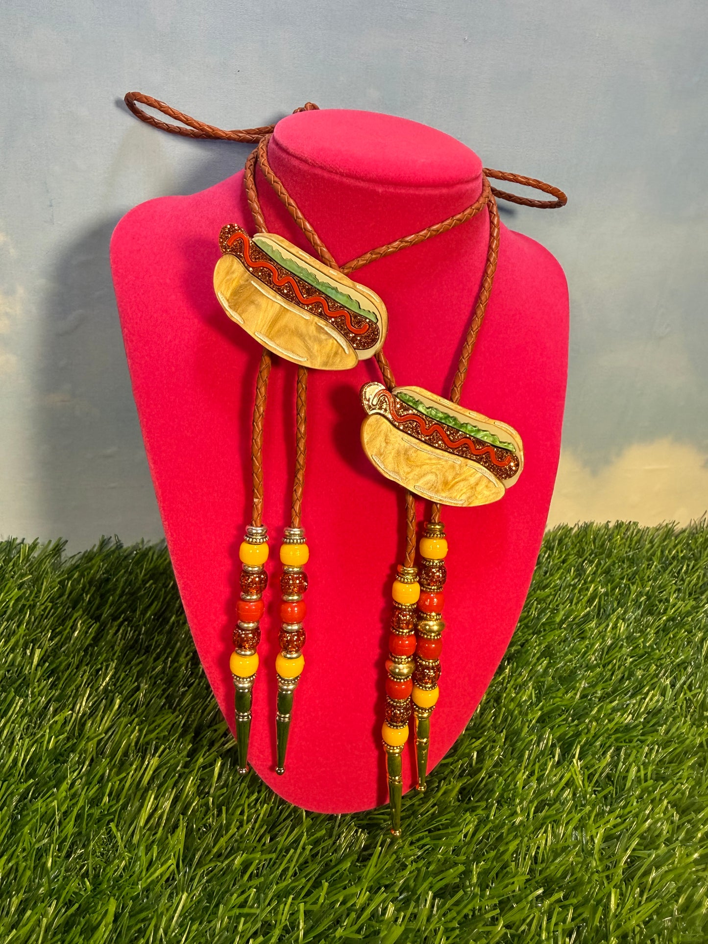 Hot Dog Bolo Tie - Ketchup