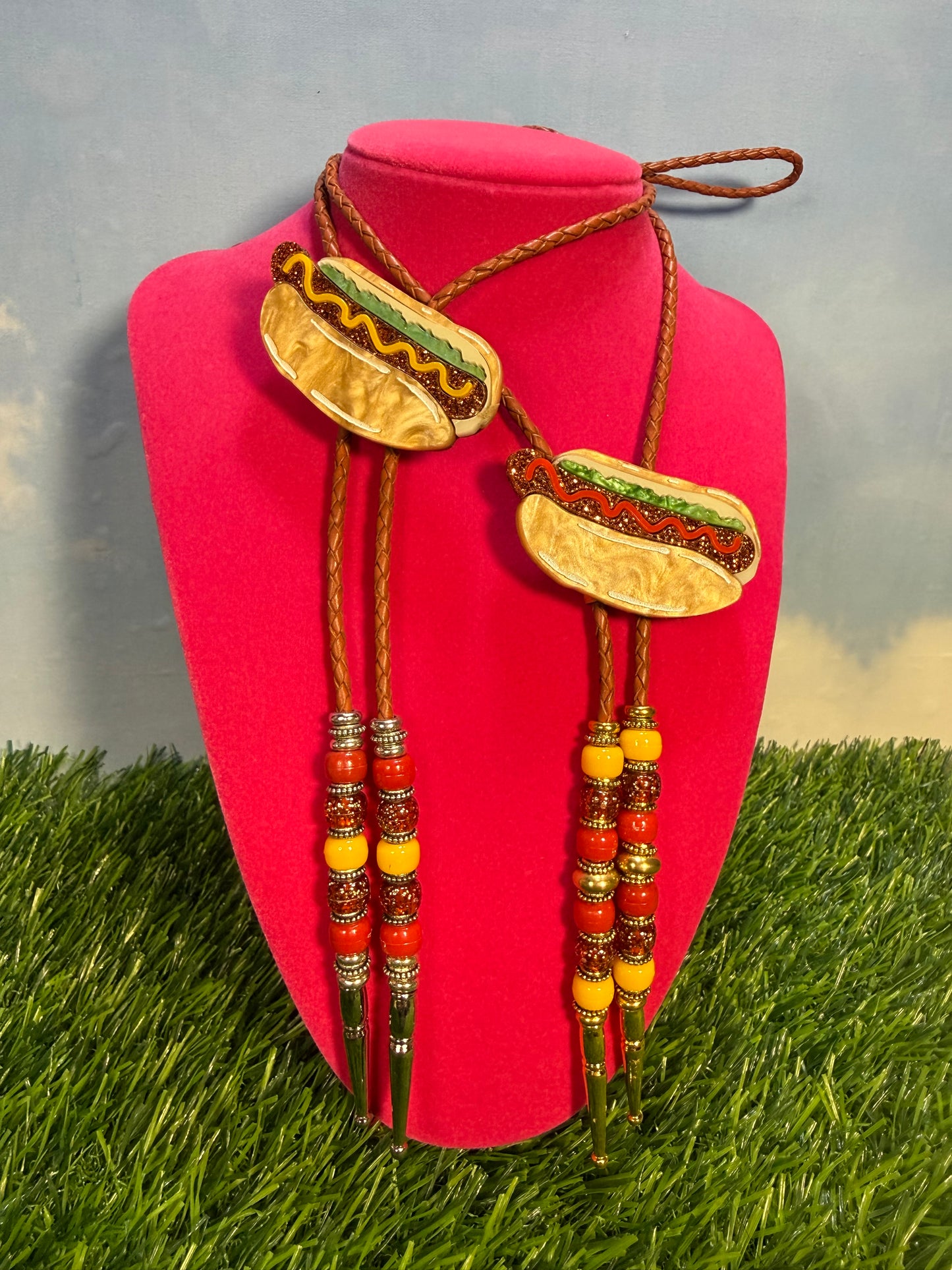 Hot Dog Bolo Tie - Ketchup