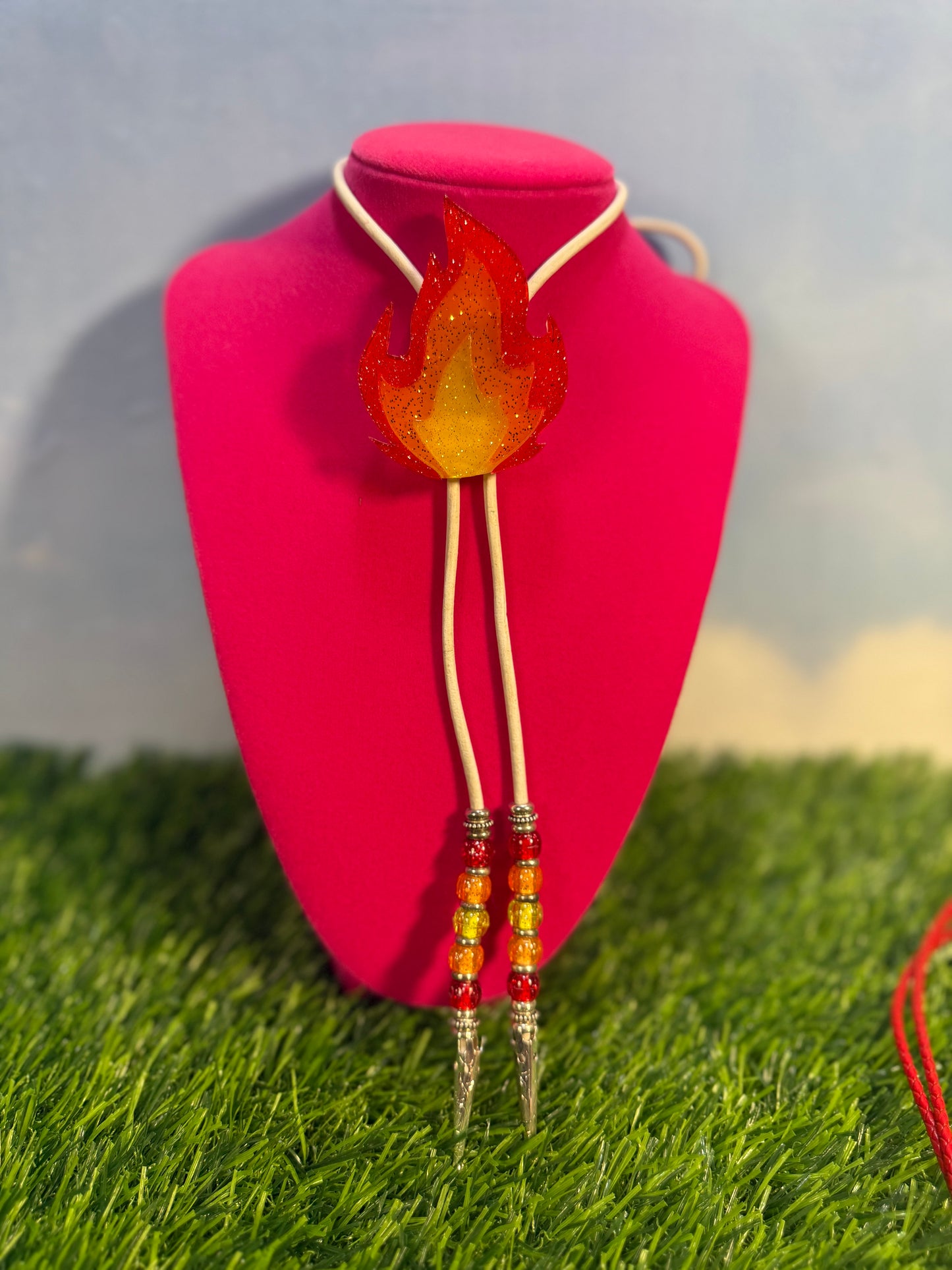 Flame Bolo Tie - Glitter