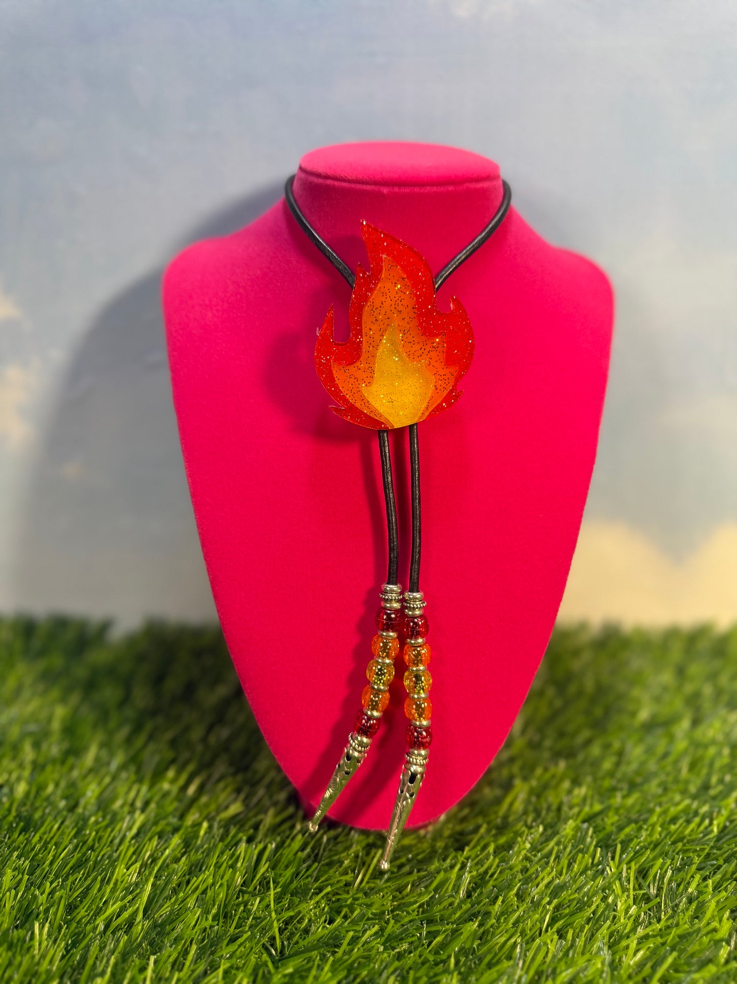 Flame Bolo Tie - Glitter