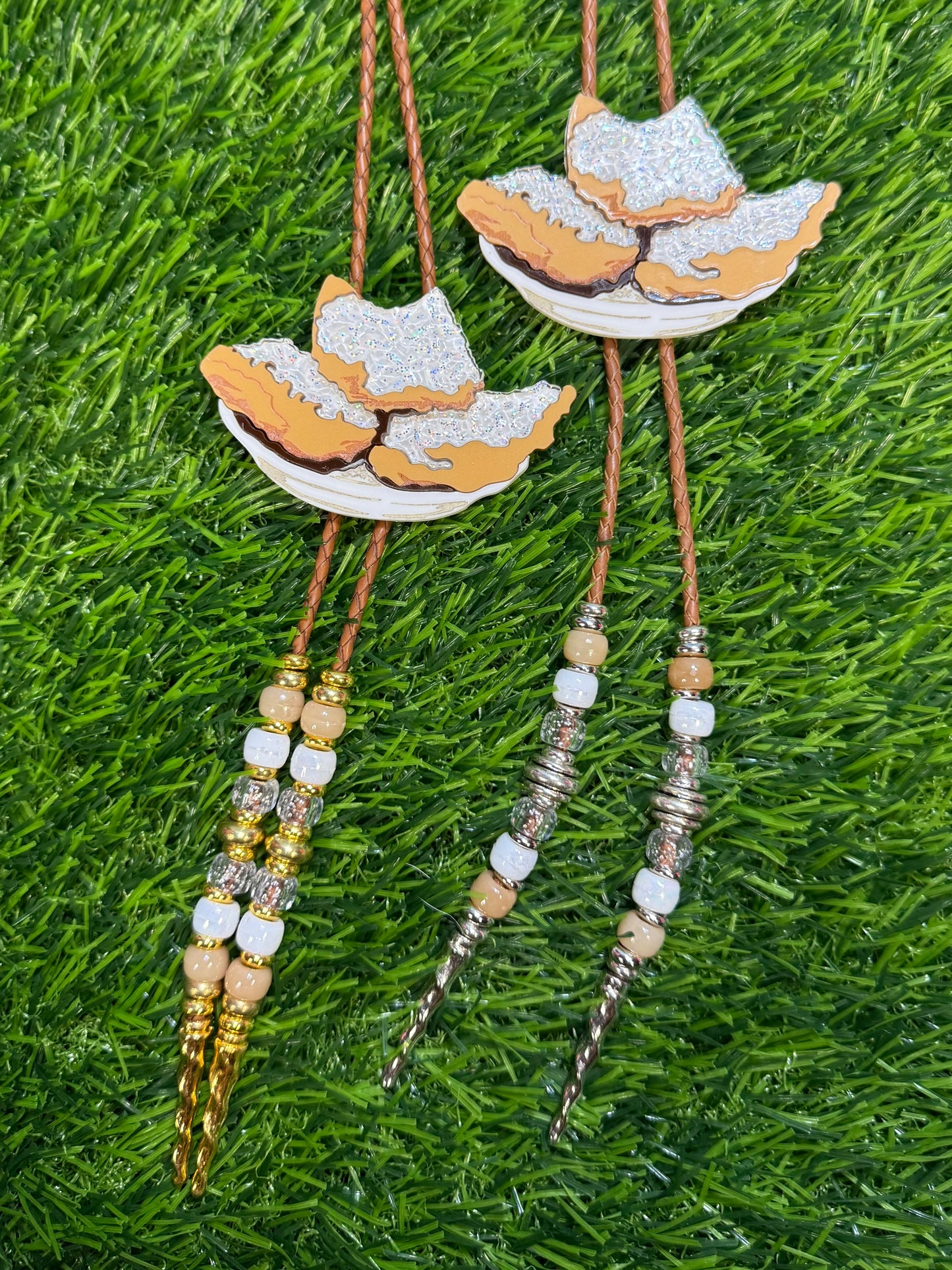 Order of Beignets Bolo Tie - Brown Beads