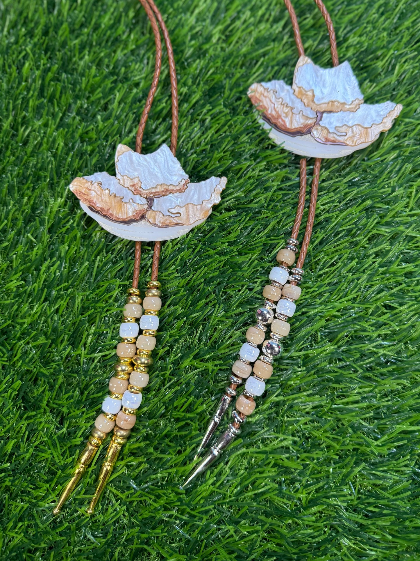 Order of Beignets Bolo Tie - Brown Beads