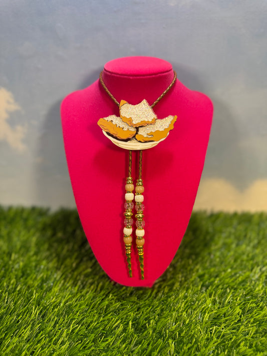 Order of Beignets Bolo Tie - Brown Beads