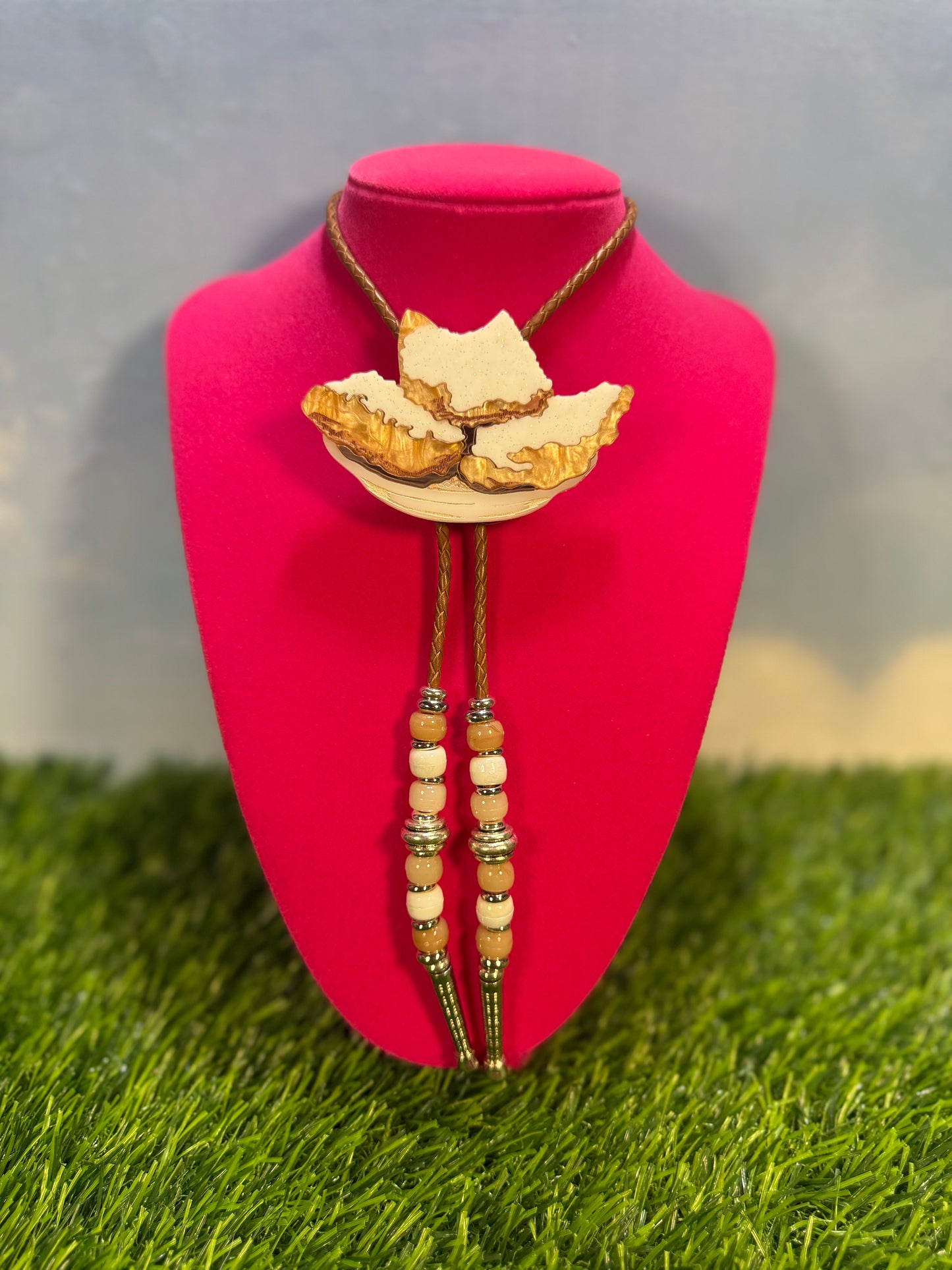 Order of Beignets Bolo Tie - Brown Beads