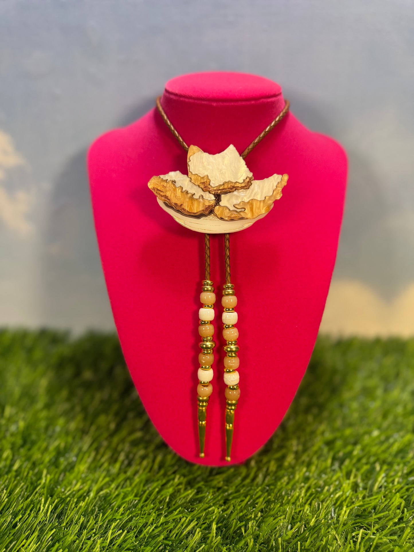 Order of Beignets Bolo Tie - Brown Beads