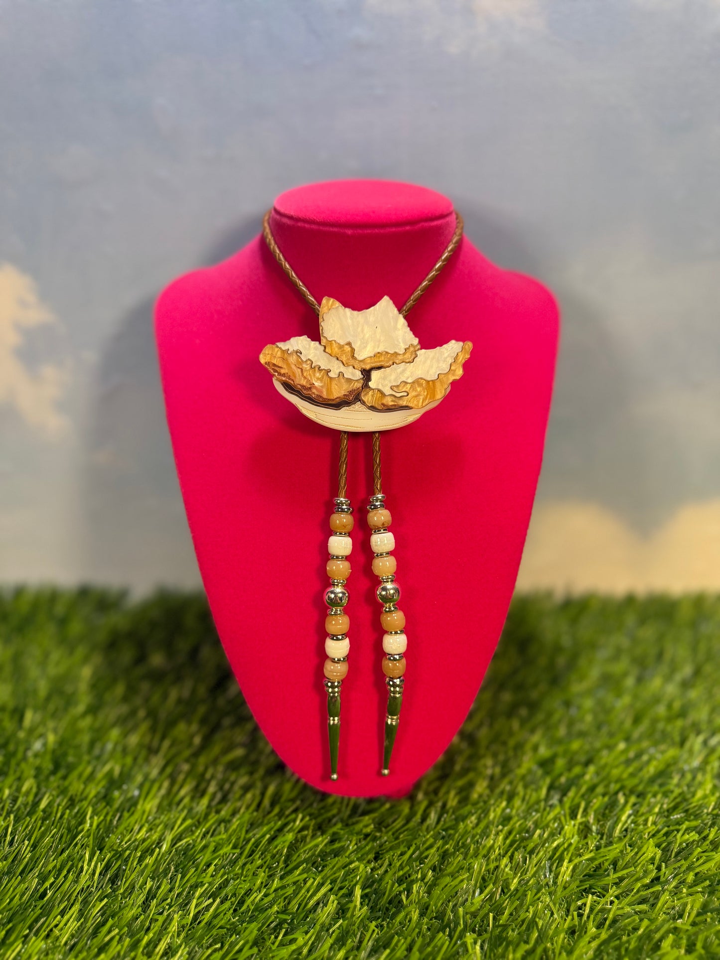 Order of Beignets Bolo Tie - Brown Beads