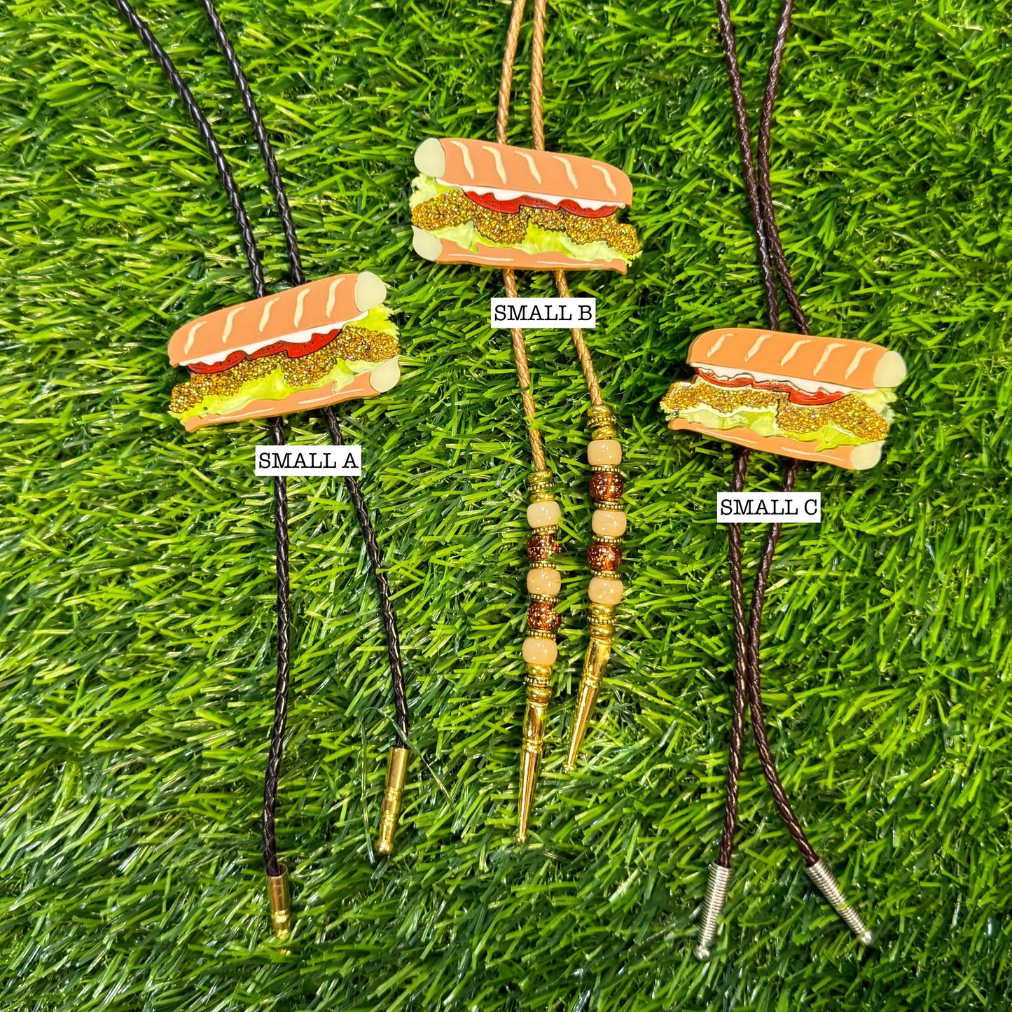 Fried Shrimp Poboy Bolo Tie - Glitter