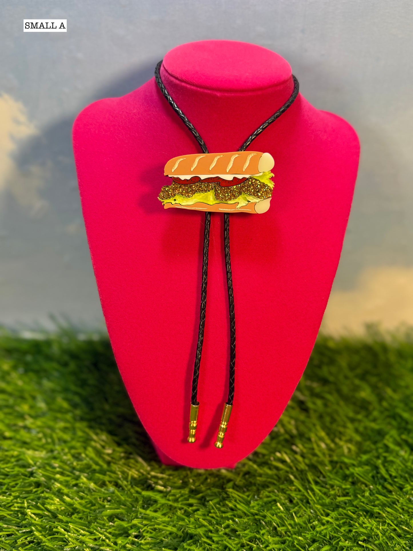 Fried Shrimp Poboy Bolo Tie - Glitter