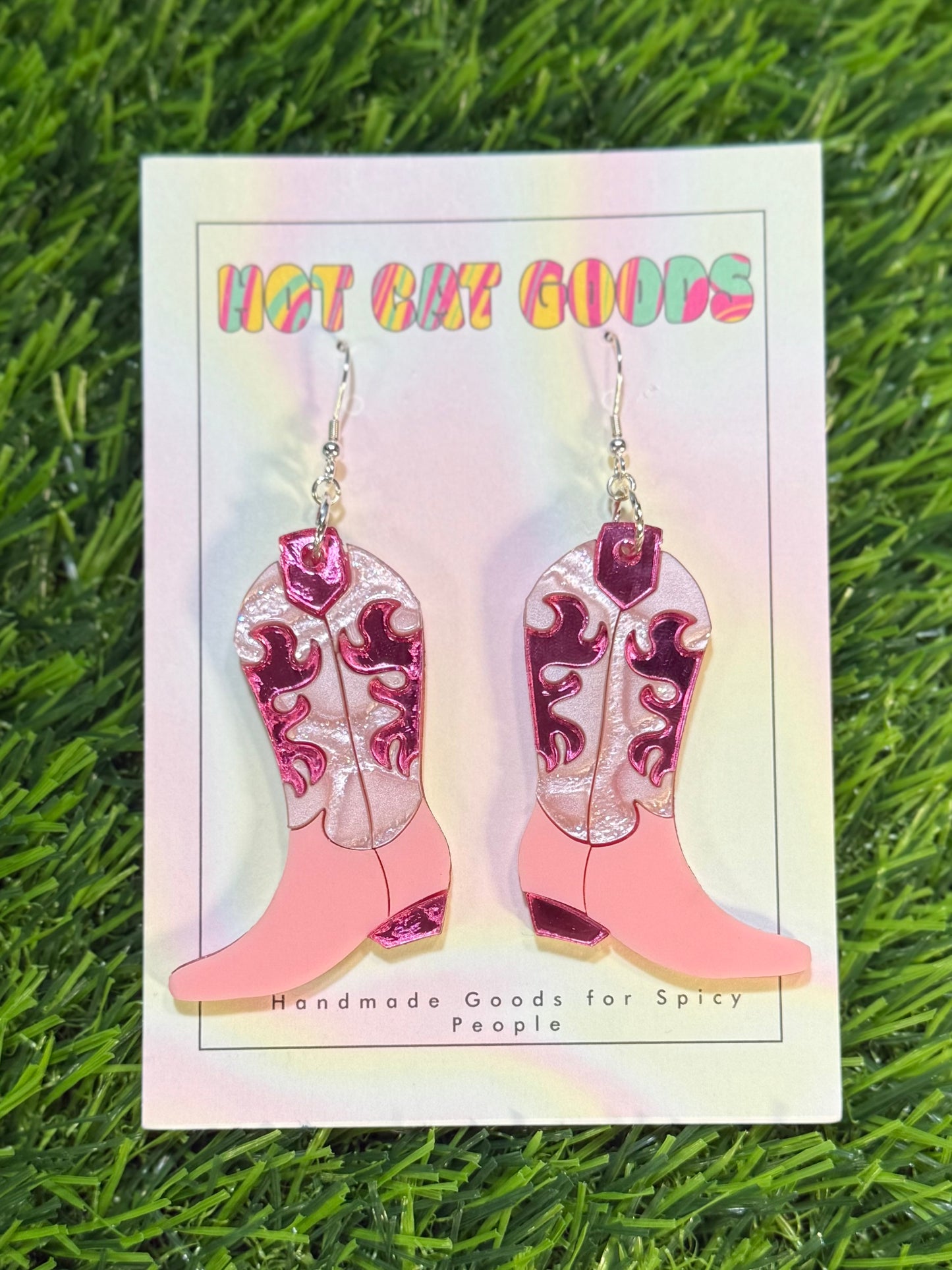 Pink Cowboy Boot Earrings