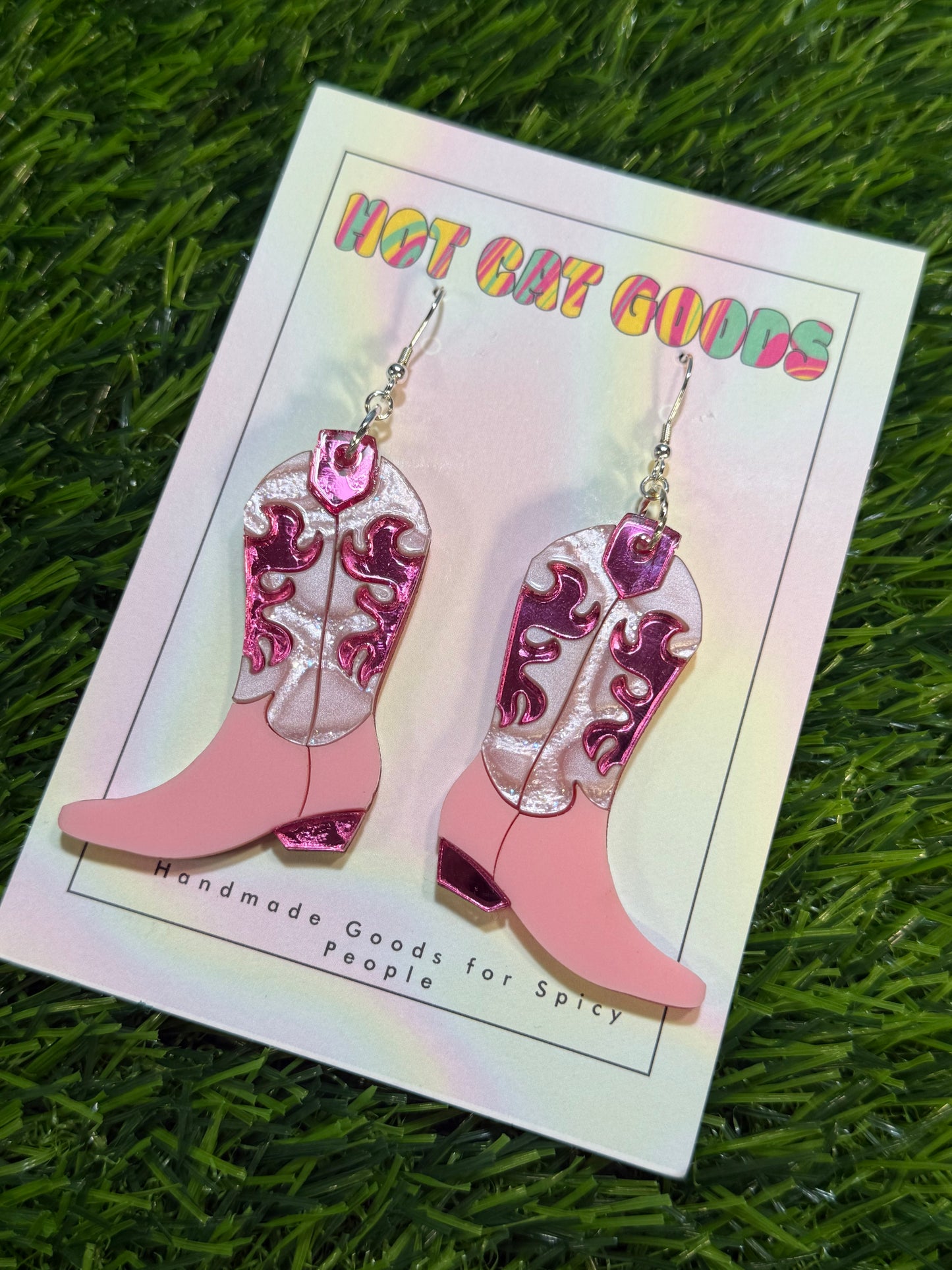 Pink Cowboy Boot Earrings