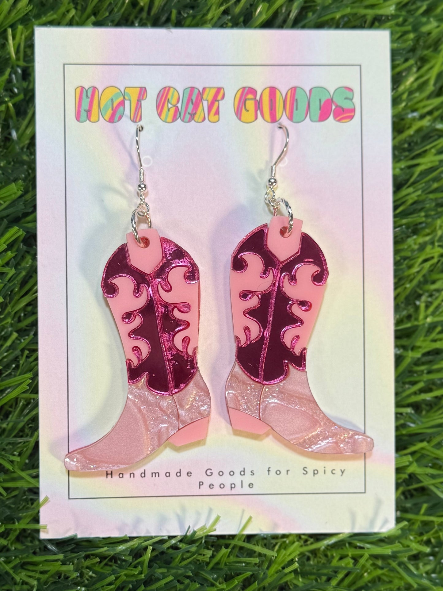 Pink Cowboy Boot Earrings