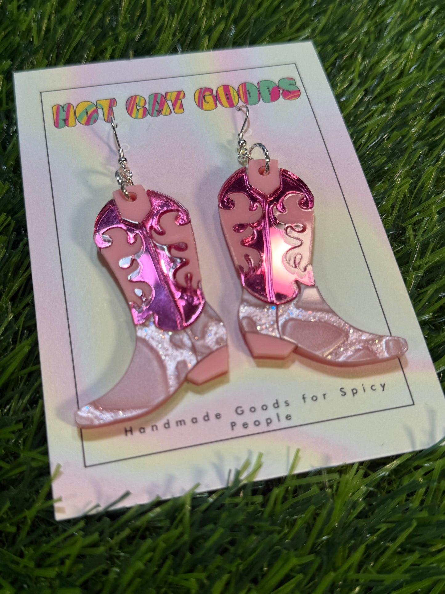 Pink Cowboy Boot Earrings
