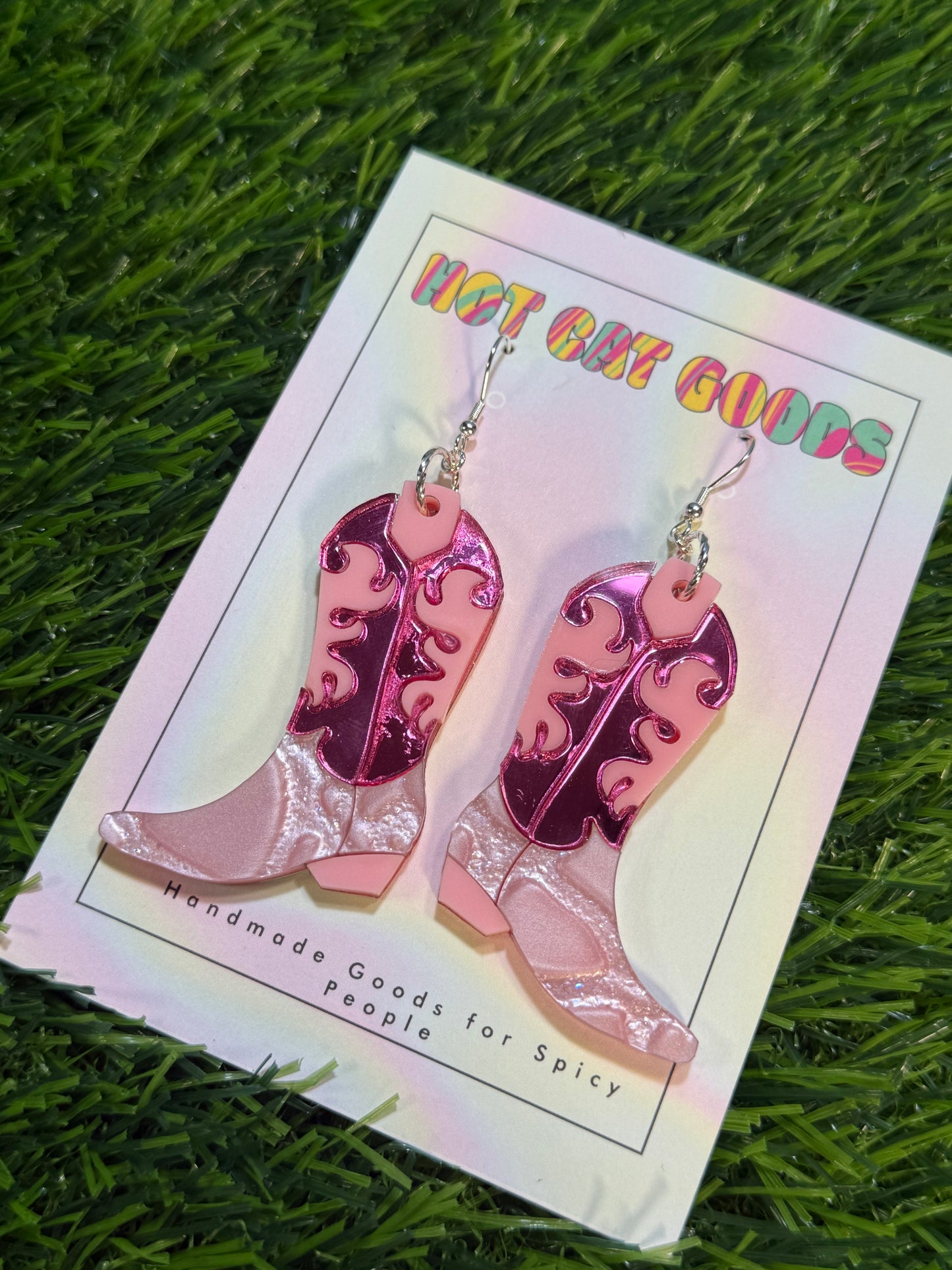 Pink Cowboy Boot Earrings