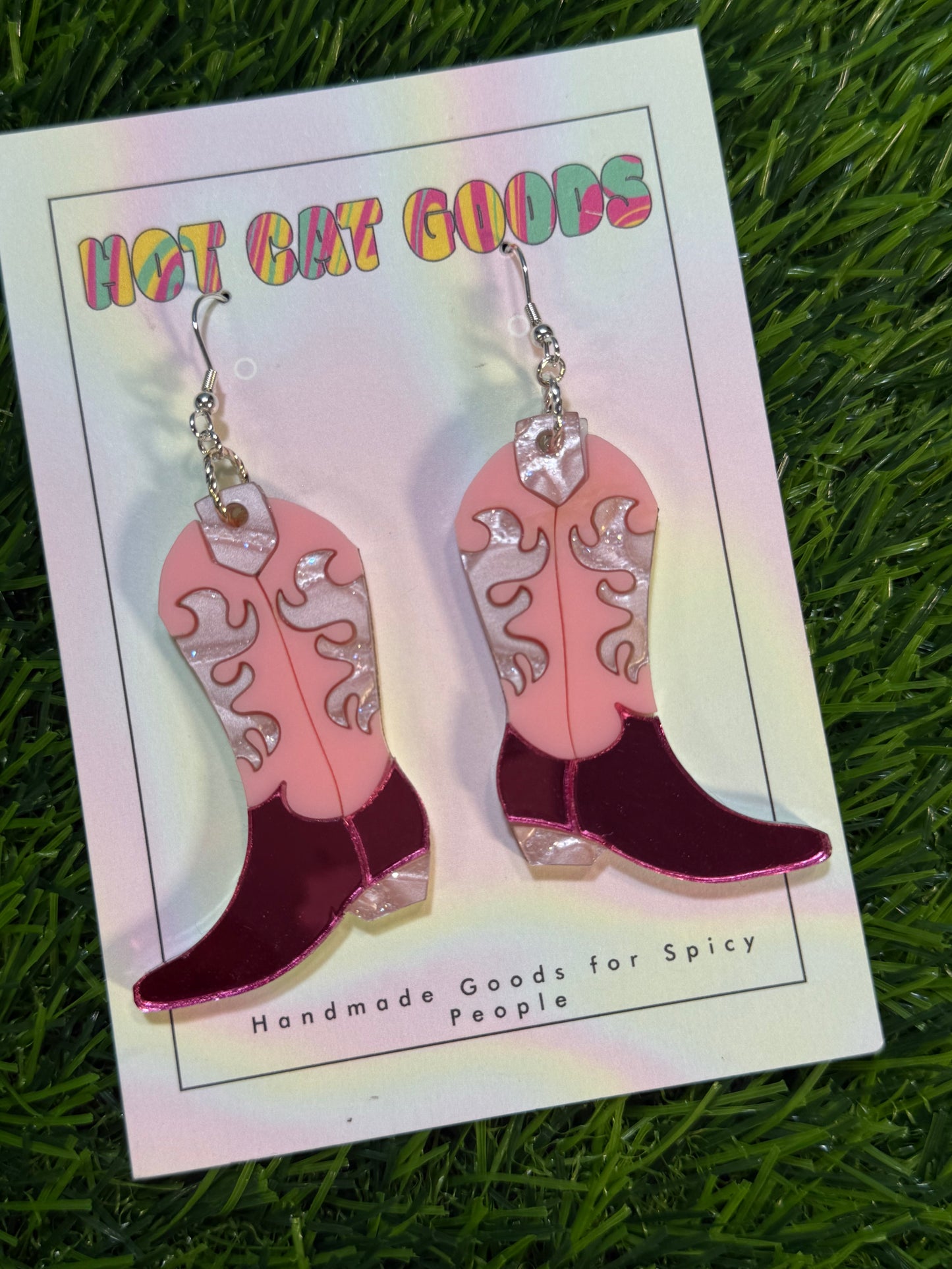 Pink Cowboy Boot Earrings