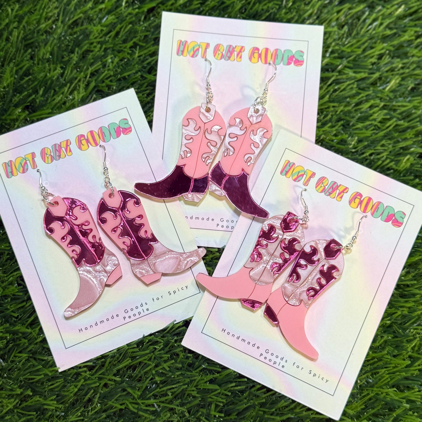 Pink Cowboy Boot Earrings
