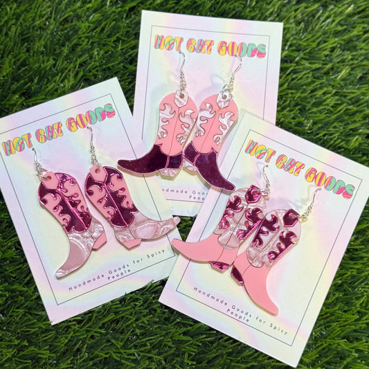 Pink Cowboy Boot Earrings