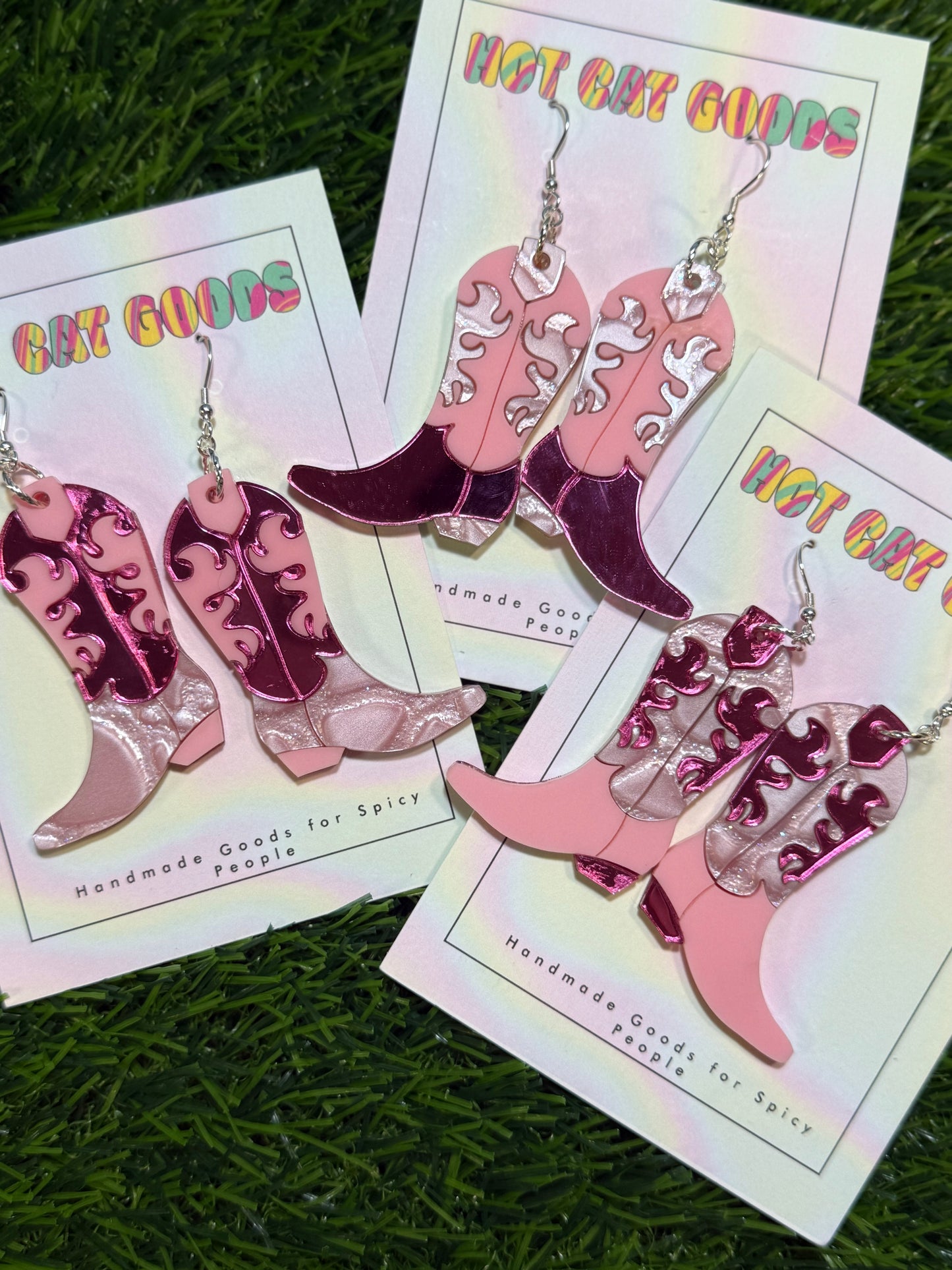 Pink Cowboy Boot Earrings