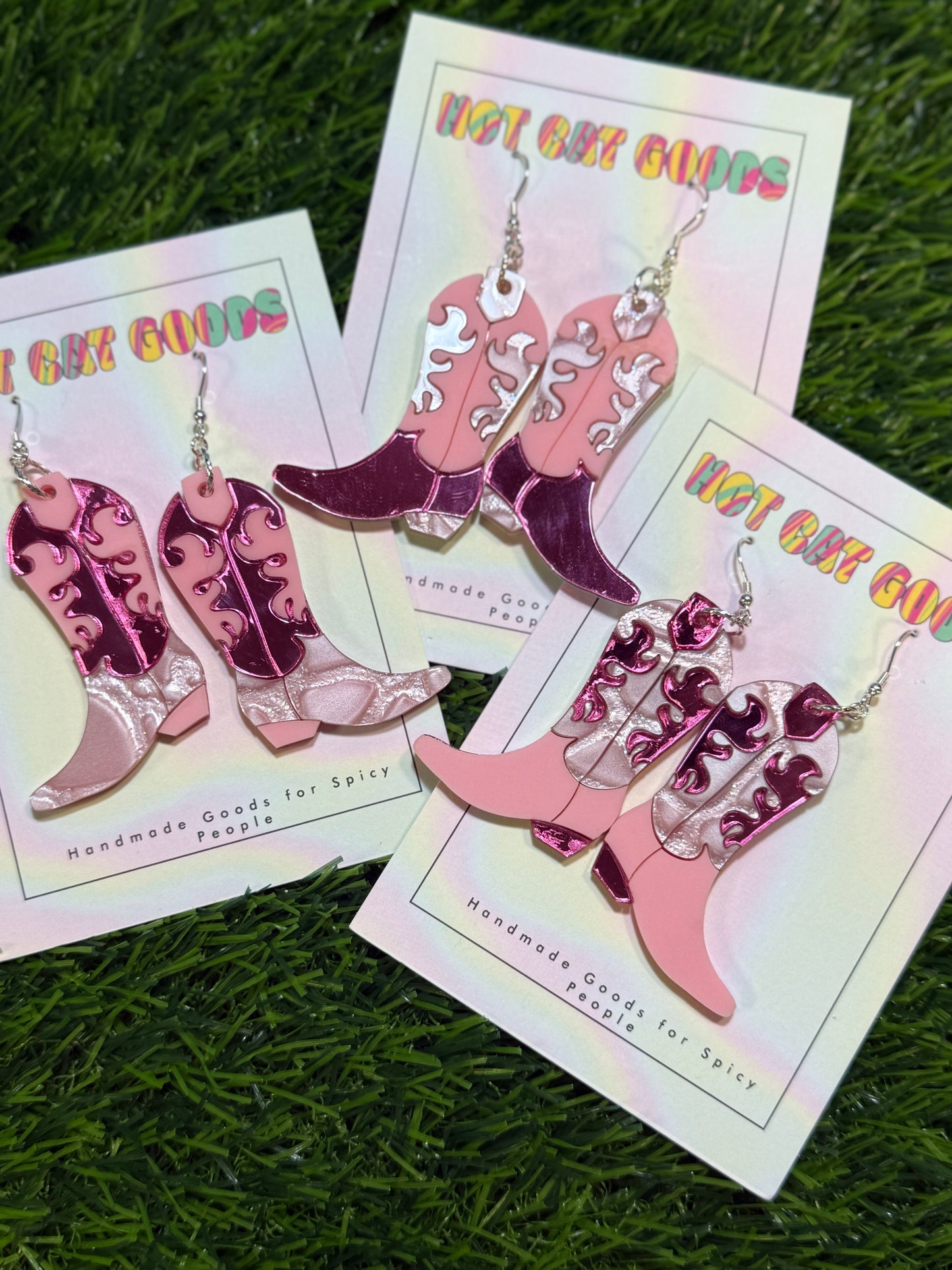 Pink Cowboy Boot Earrings