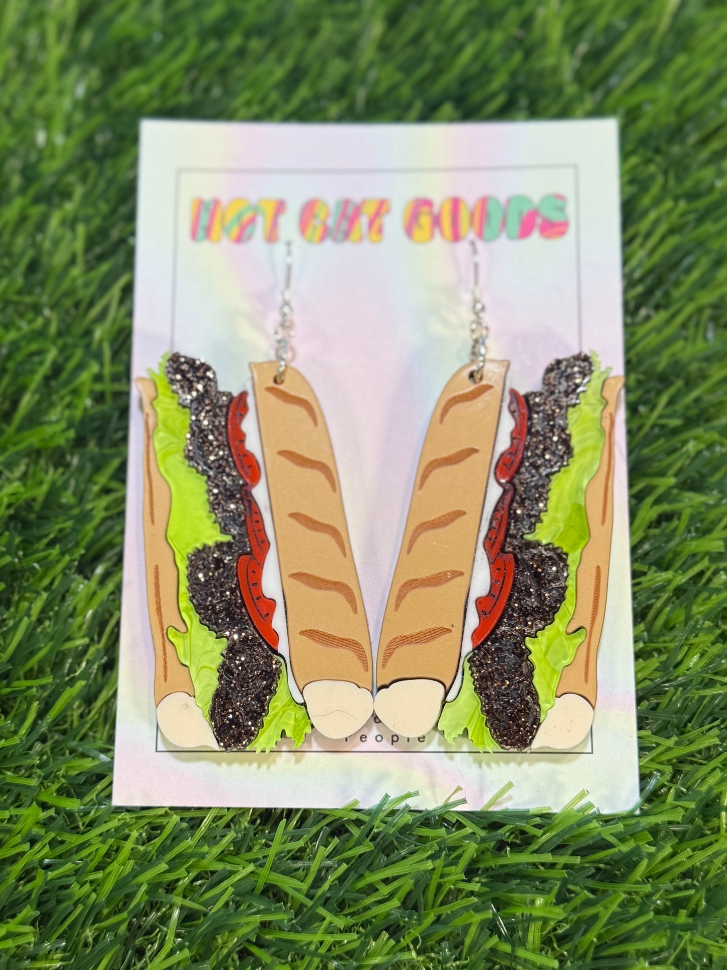 Roast Beef Poboy Earrings (Glitter)