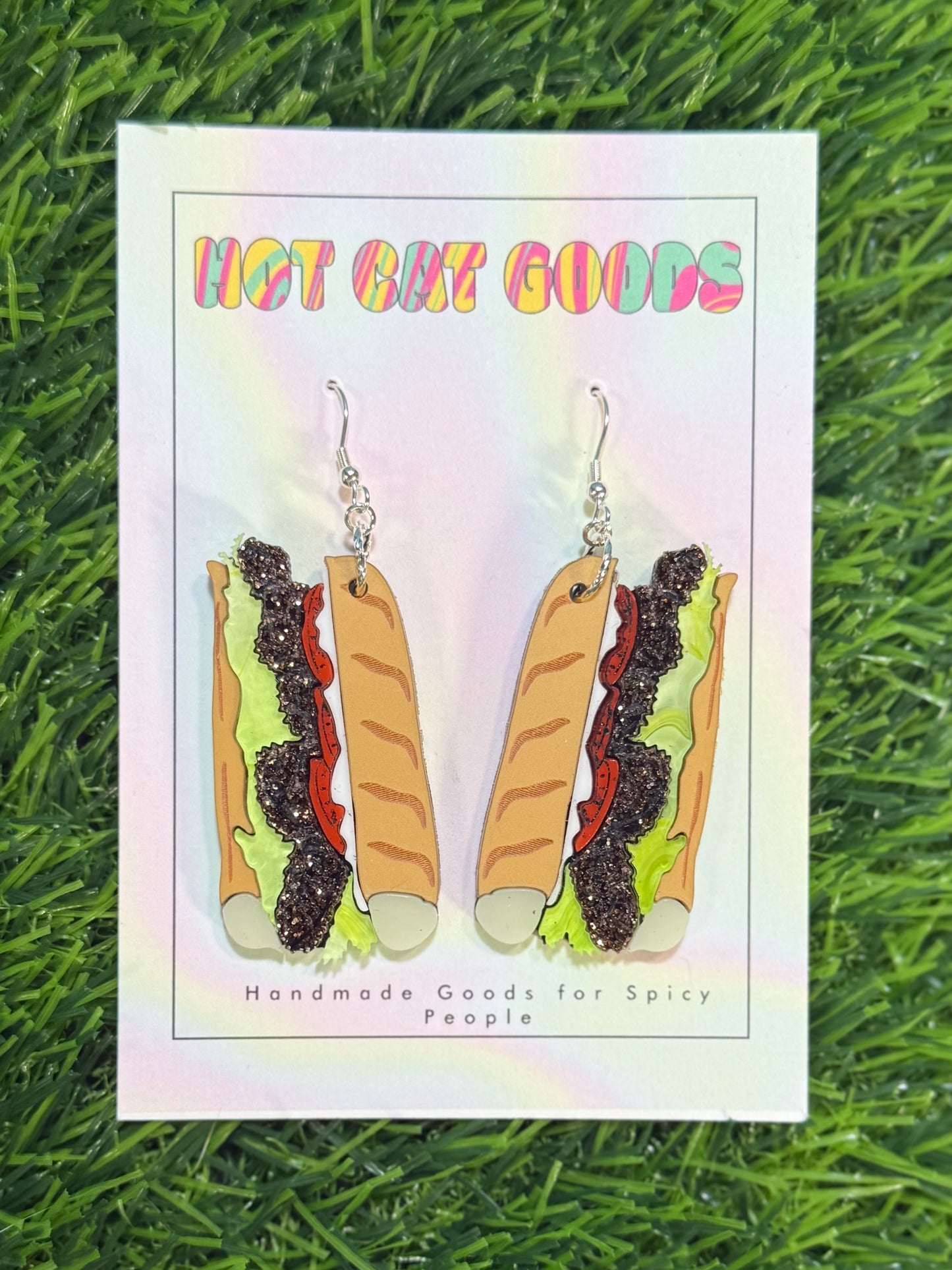 Roast Beef Poboy Earrings (Glitter)