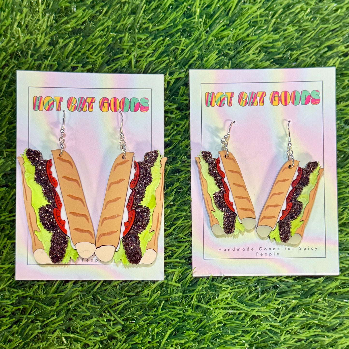 Roast Beef Poboy Earrings (Glitter)
