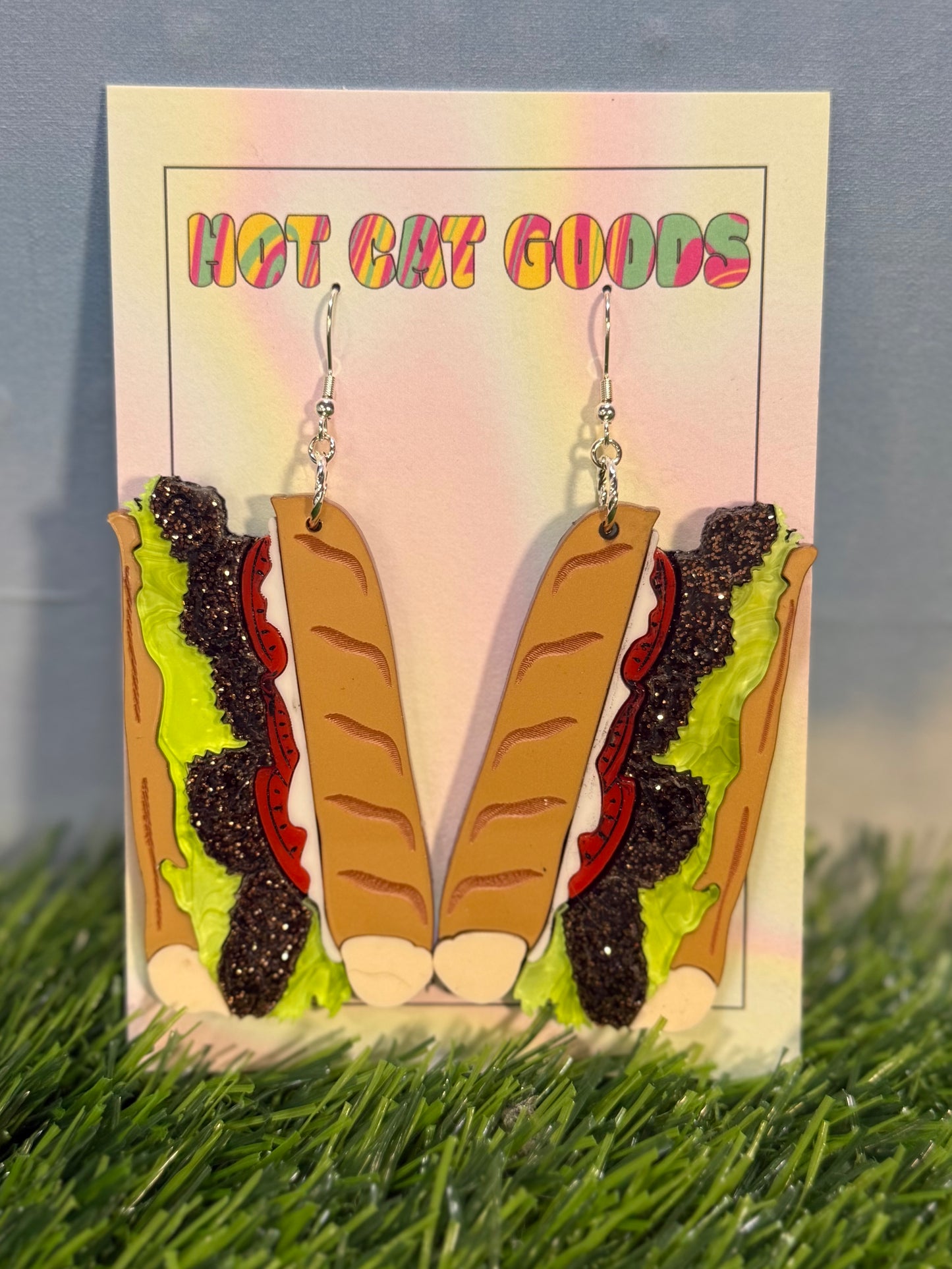 Roast Beef Poboy Earrings (Glitter)