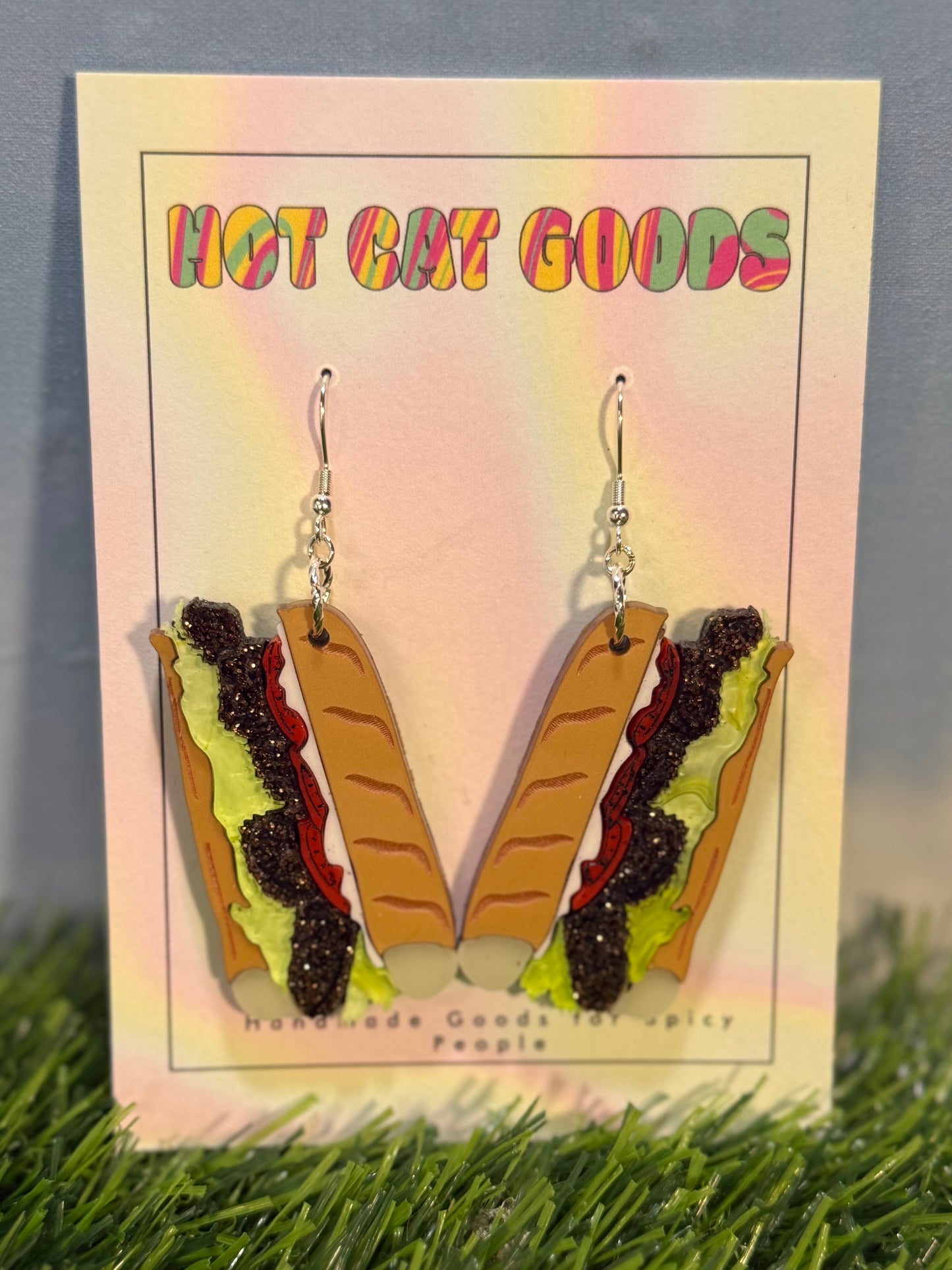 Roast Beef Poboy Earrings (Glitter)
