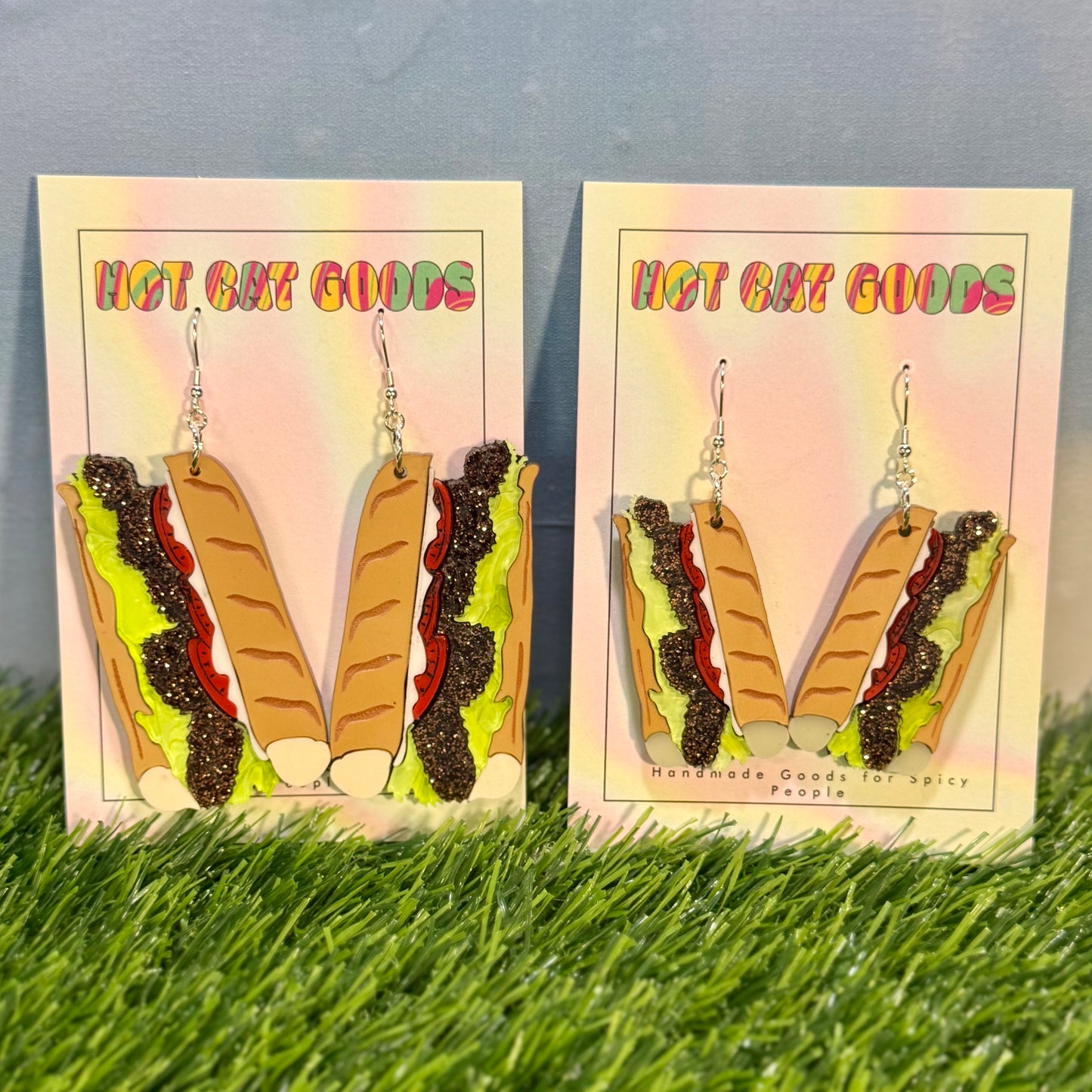 Roast Beef Poboy Earrings (Glitter)