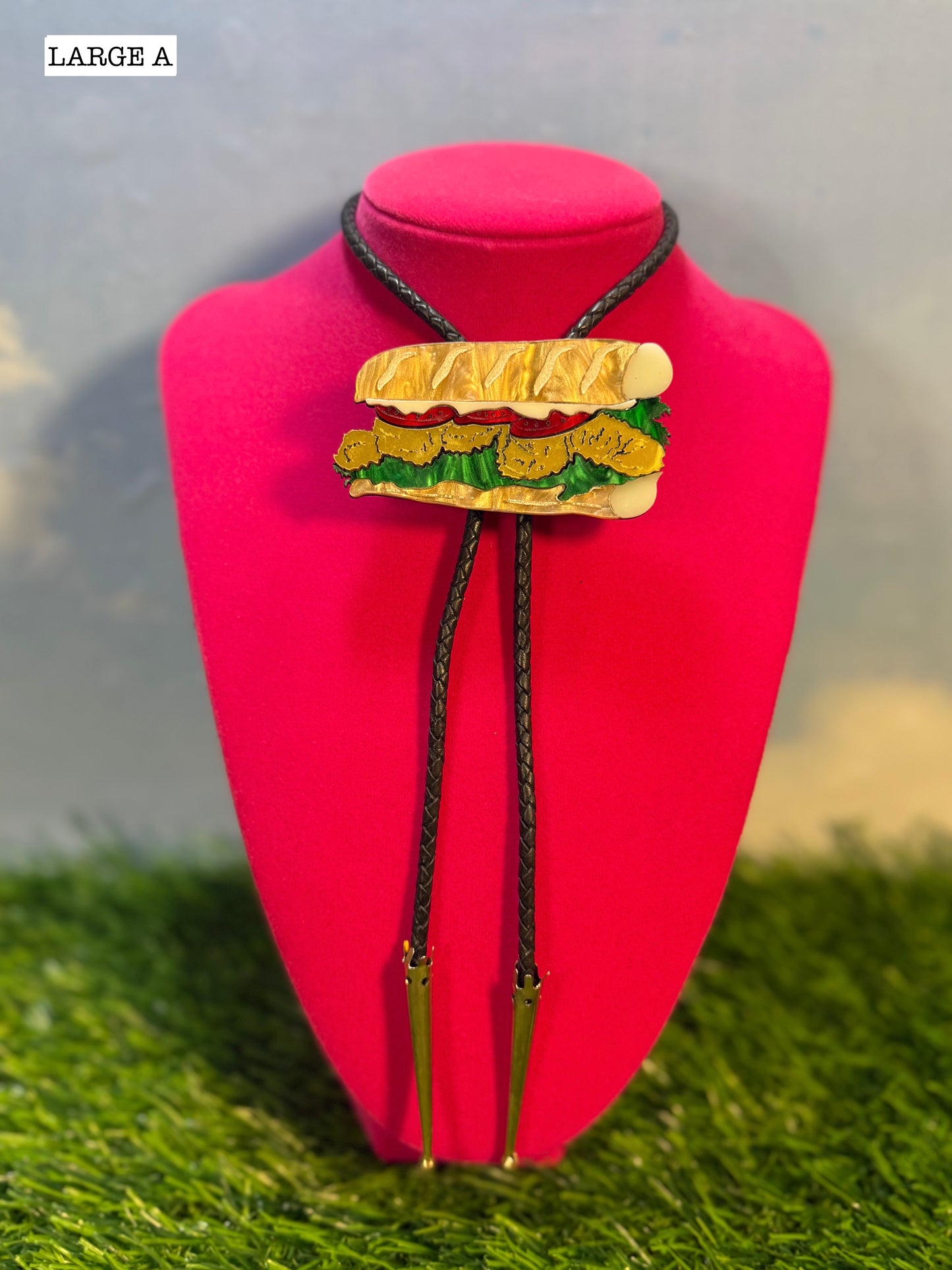 Fried Shrimp Poboy Bolo Tie - Marbled