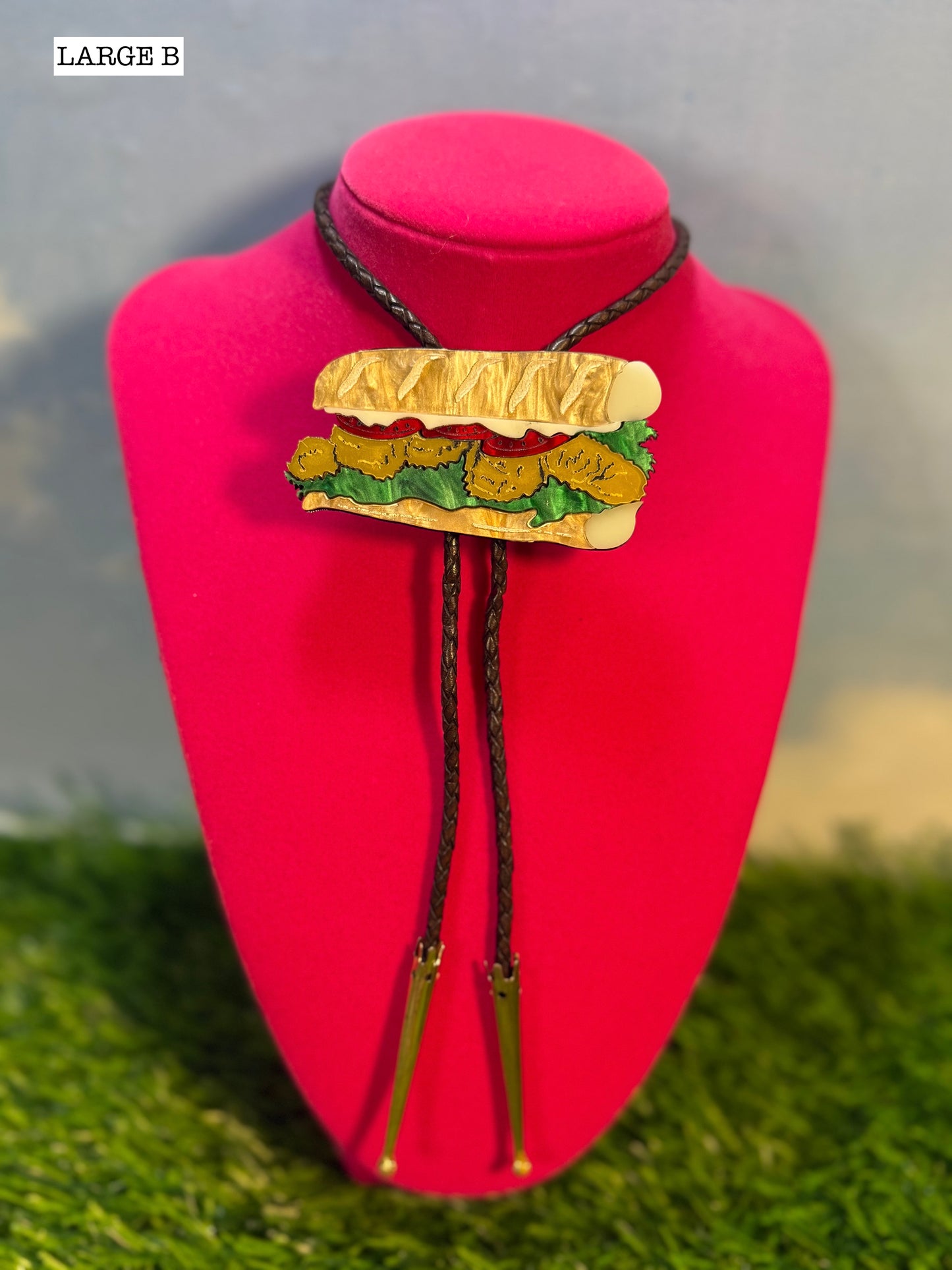 Fried Shrimp Poboy Bolo Tie - Marbled
