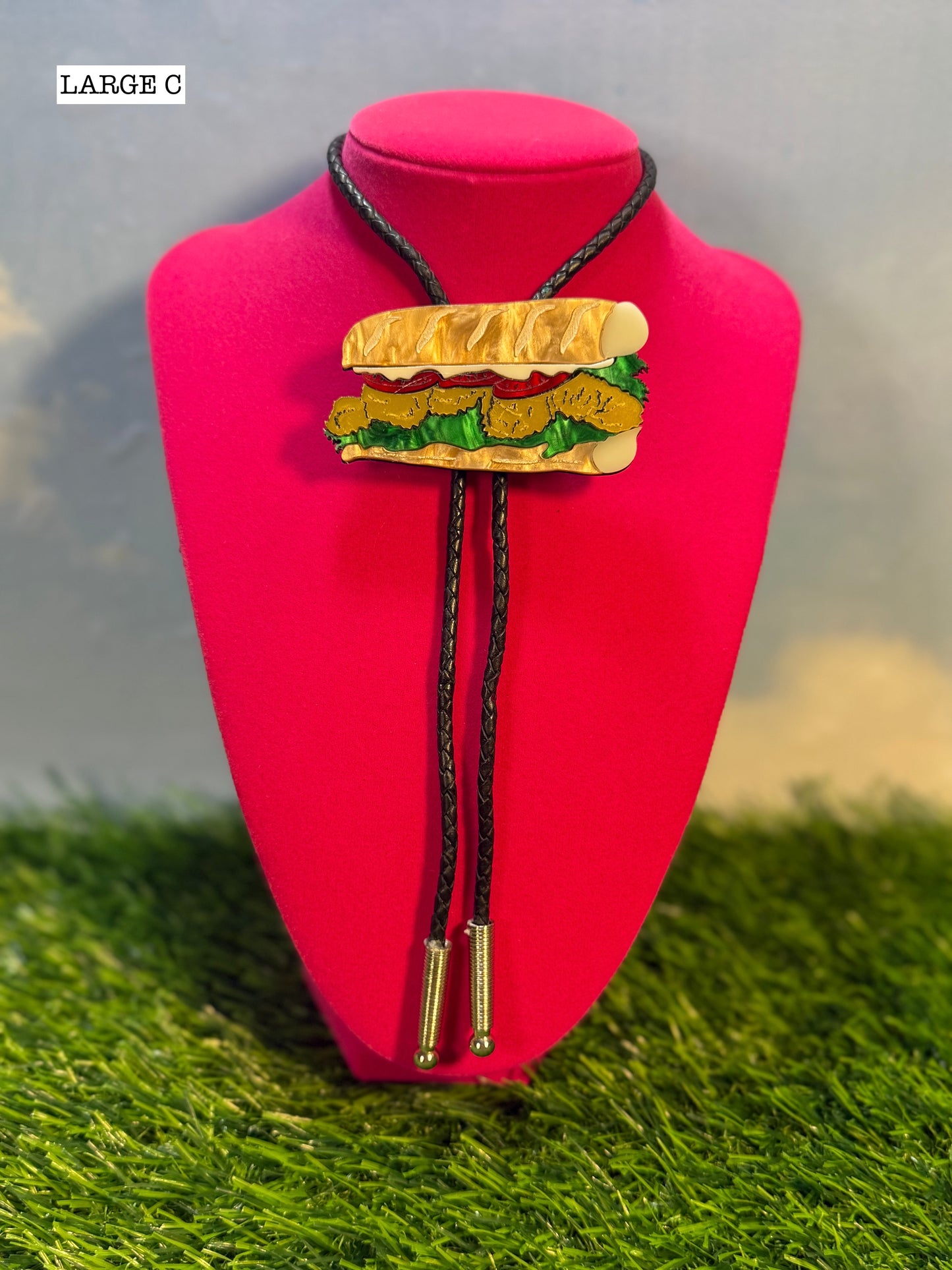 Fried Shrimp Poboy Bolo Tie - Marbled
