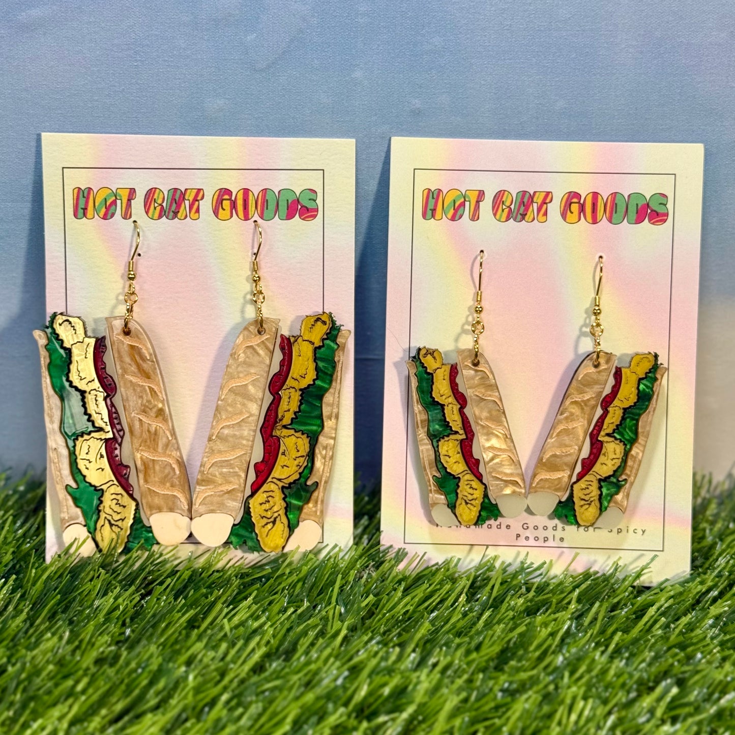 Fried Shrimp Poboy Earrings (Marbled)