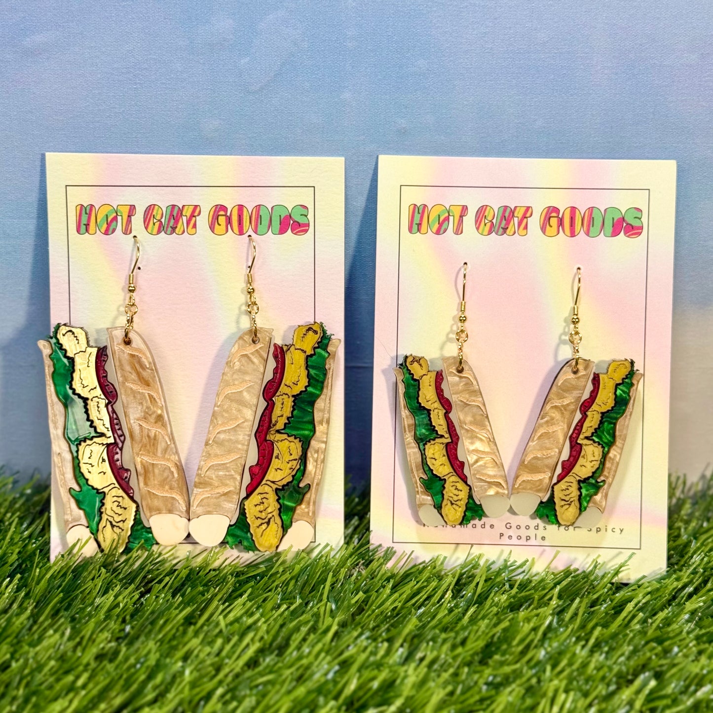 Fried Shrimp Poboy Earrings (Marbled)