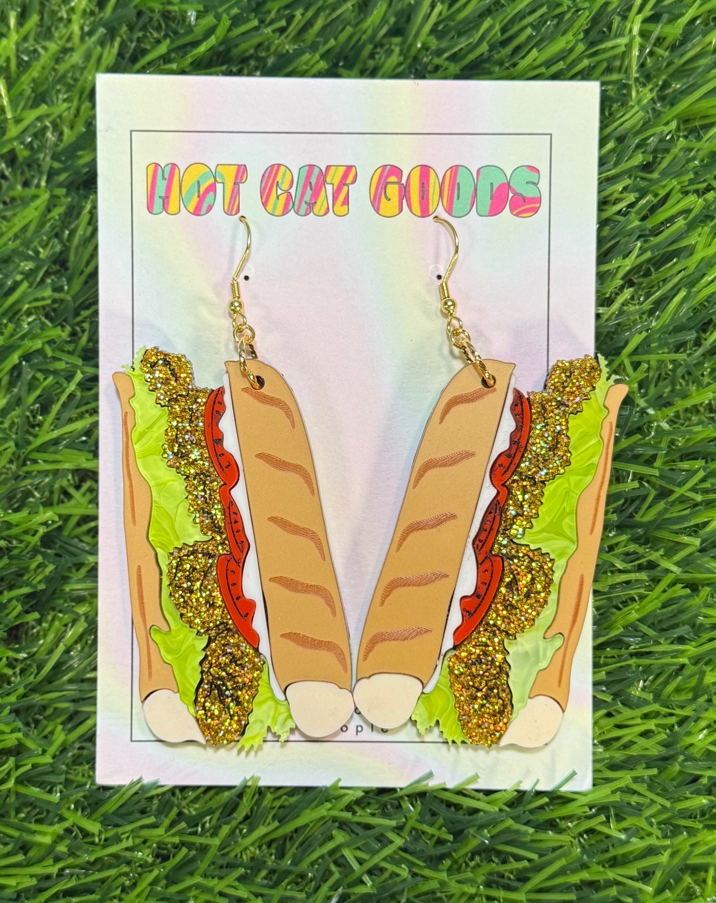 Fried Shrimp Poboy Earrings (Glitter)