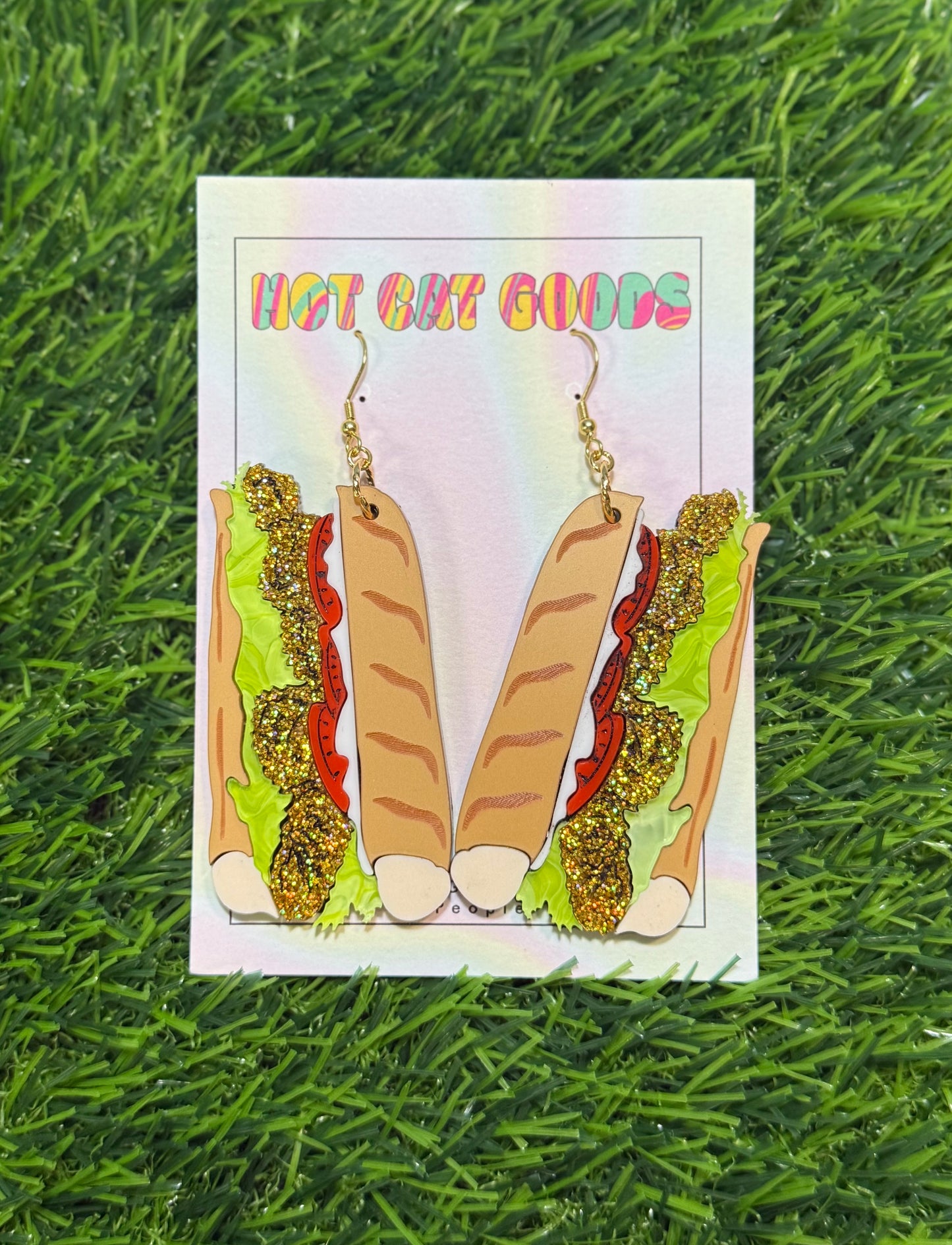 Fried Shrimp Poboy Earrings (Glitter)