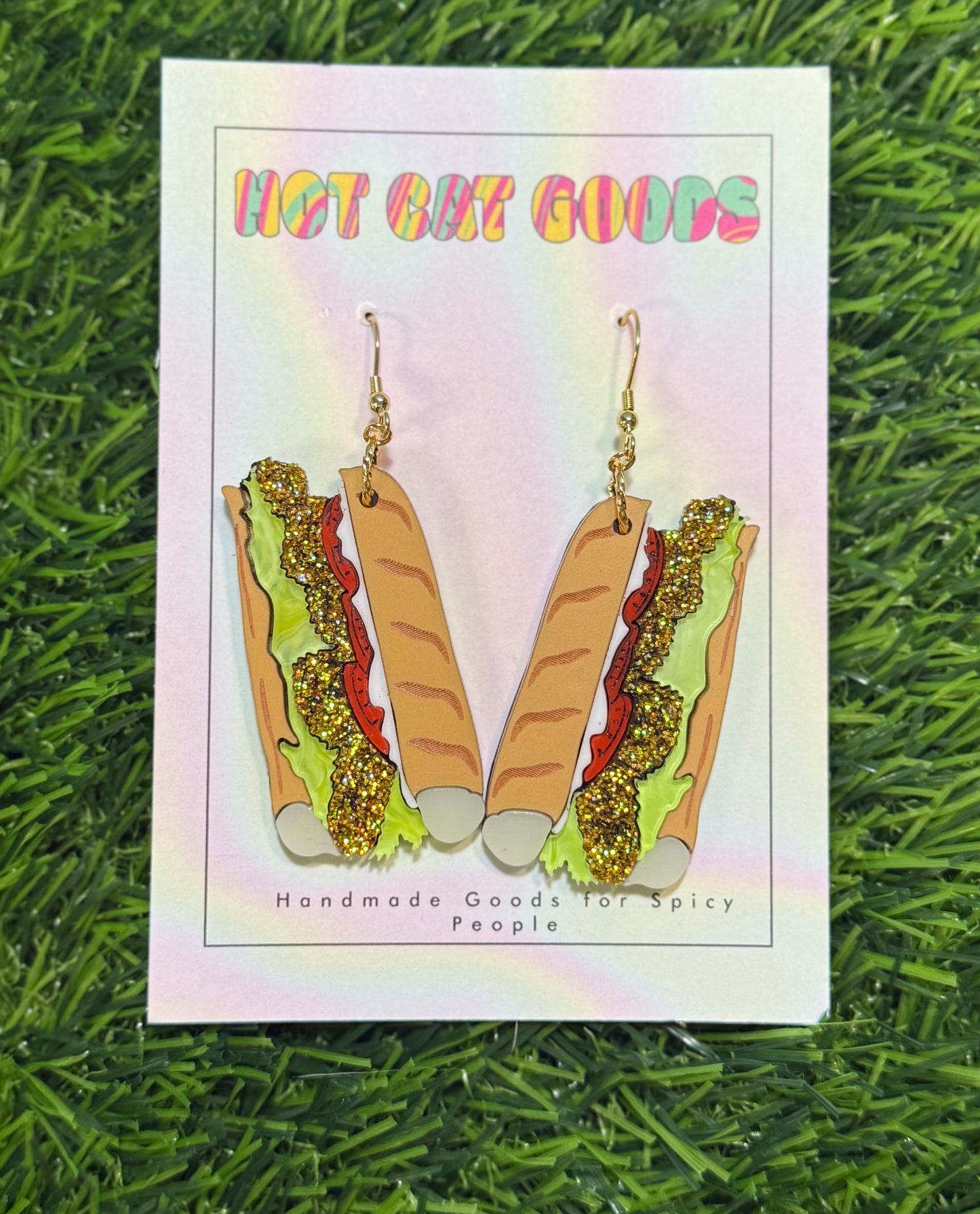 Fried Shrimp Poboy Earrings (Glitter)
